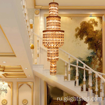 Роскошный вестибюль отеля со стеклянной светодиодной люстрой подвесной светильник